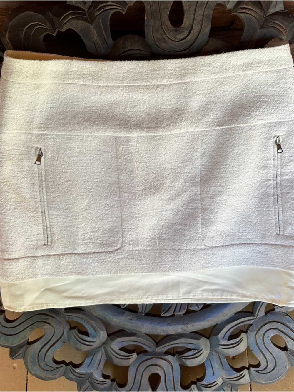BCBGMaxAzria Ivory Textured Mini Skirt